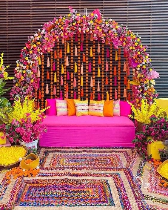 Beautiful Mehndi and Dholki Decoration at home
