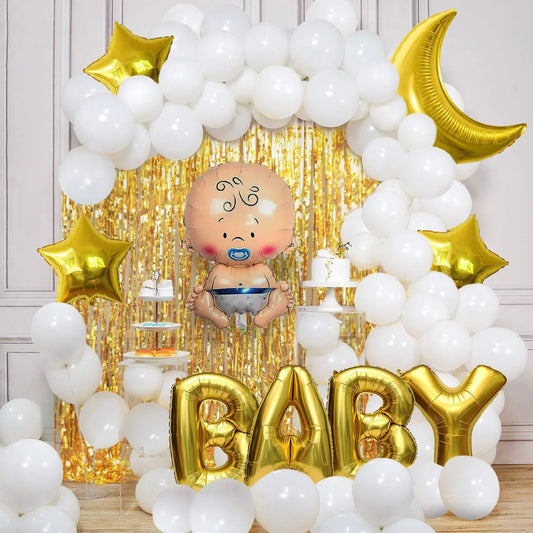 Newborn Baby Celebration with flower bouquet