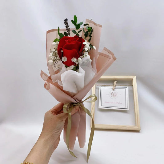 Single red rose for Valentine’s Day