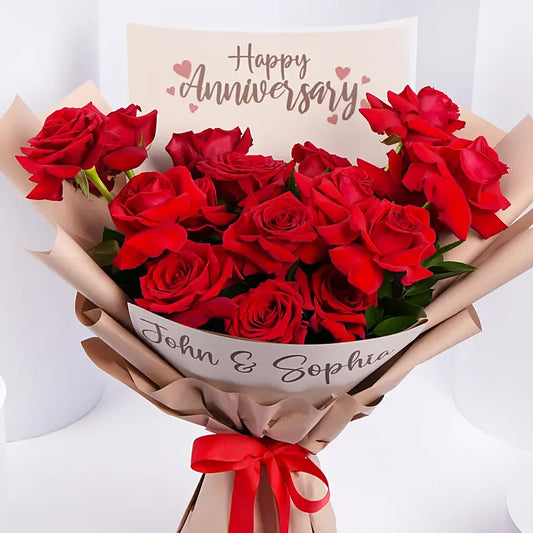 Personalized Gift & Flower Bouquet for him on his Anniversary