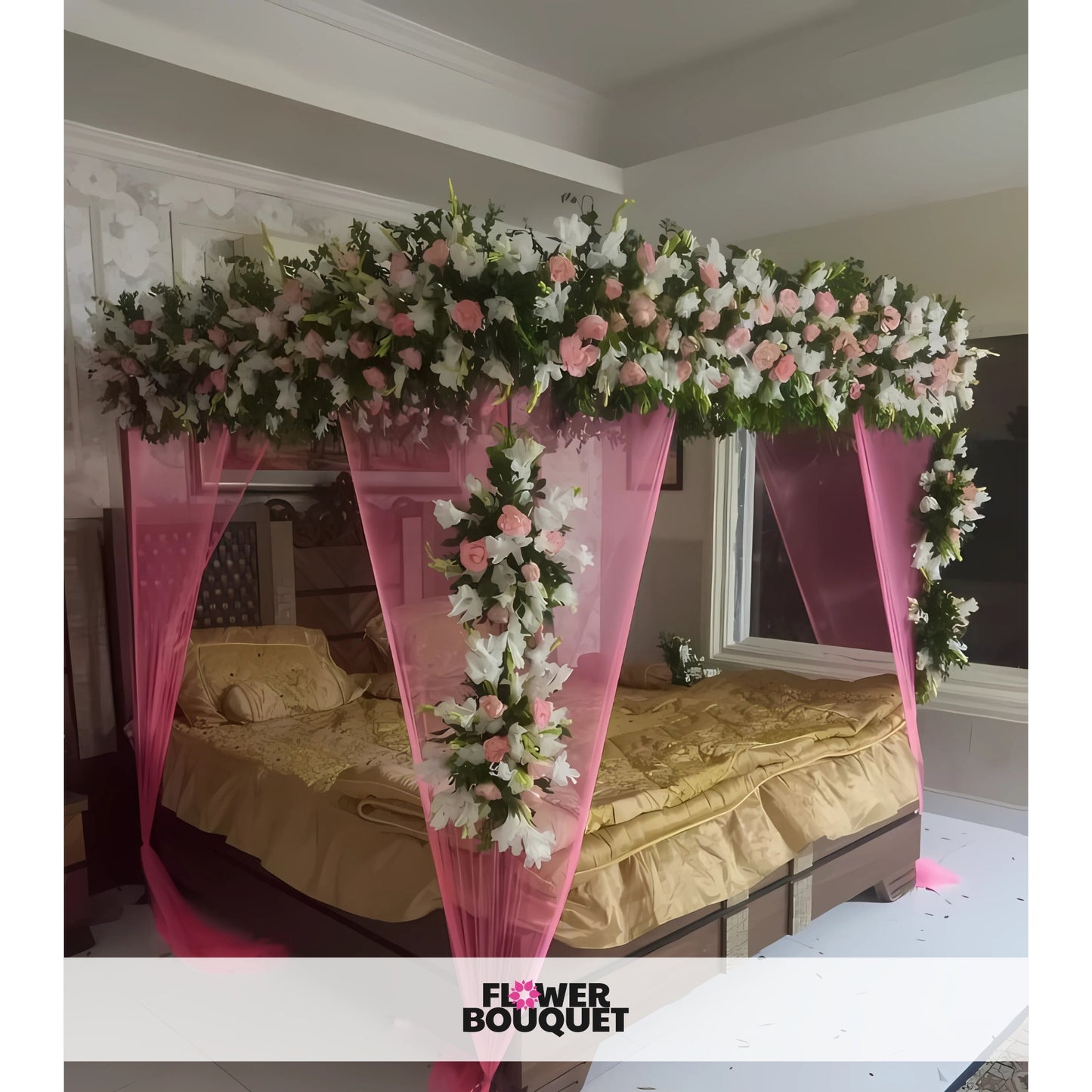 Romantic Flower Bouquet Bed Decor