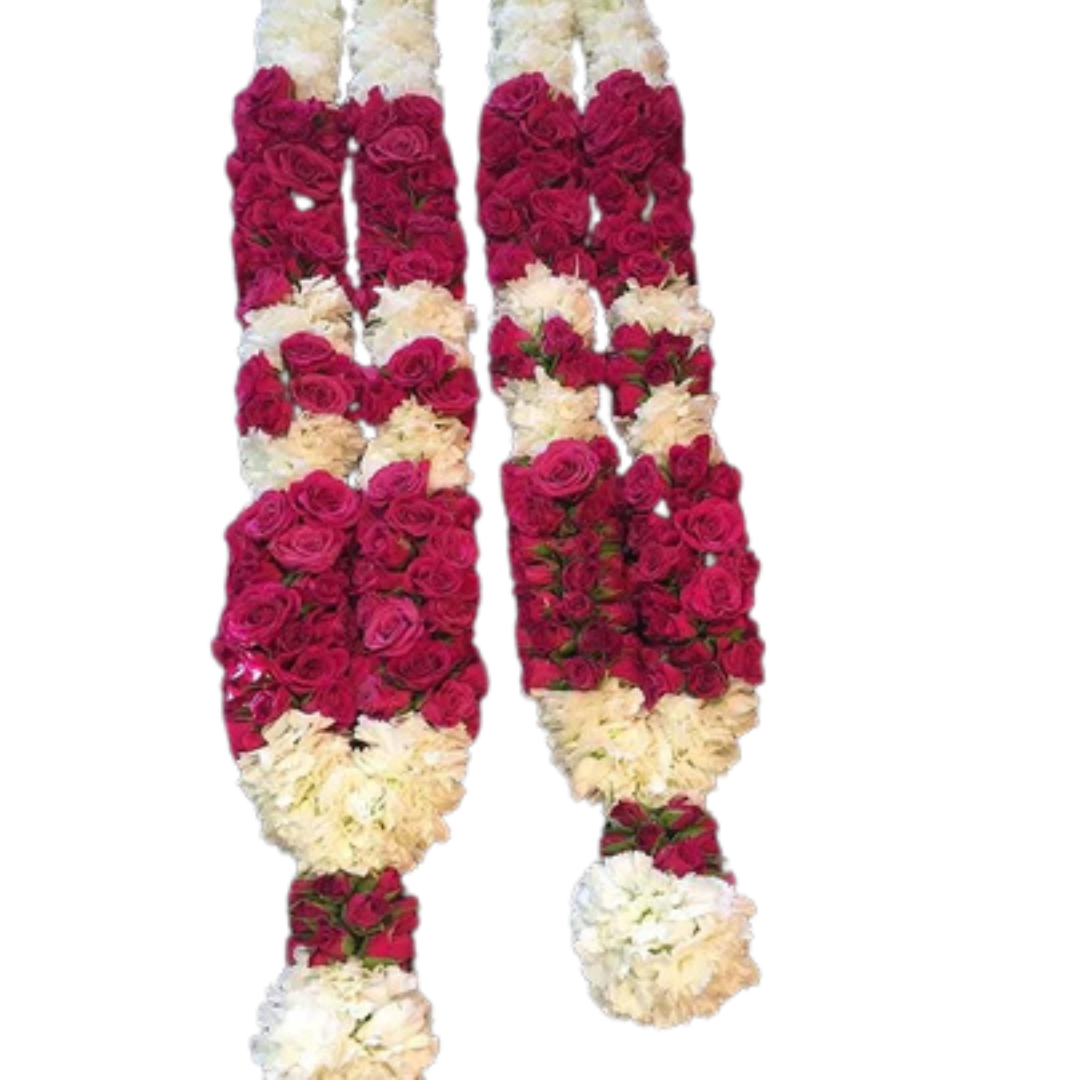 Luxurious Floral Wedding Garlands with Roses and Baby’s Breath