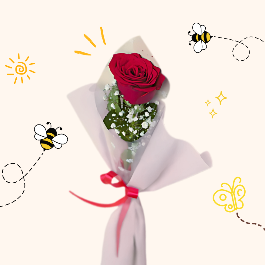 Single Red Rose Bouquet