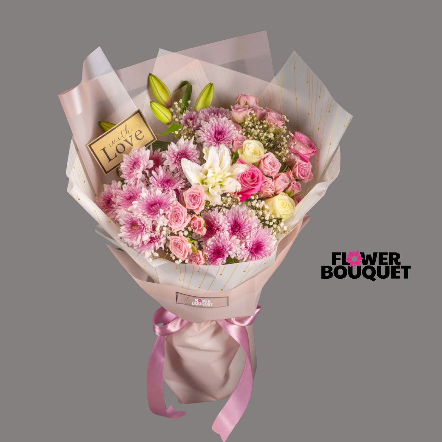 budget friendly big bouquet with white roses and chrysanthimum