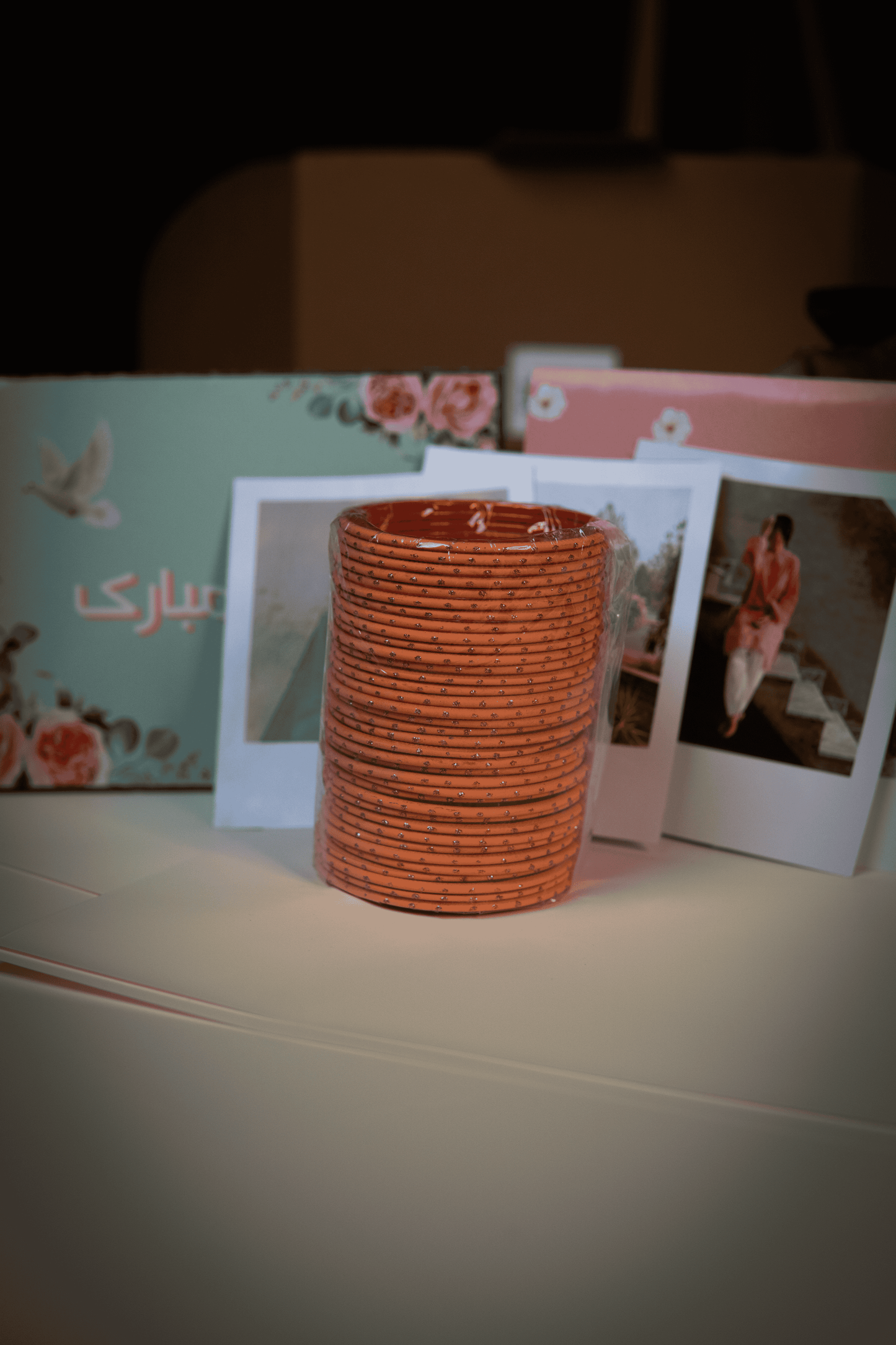 Set of vibrant and sparkling bangles perfect for Eid celebrations.