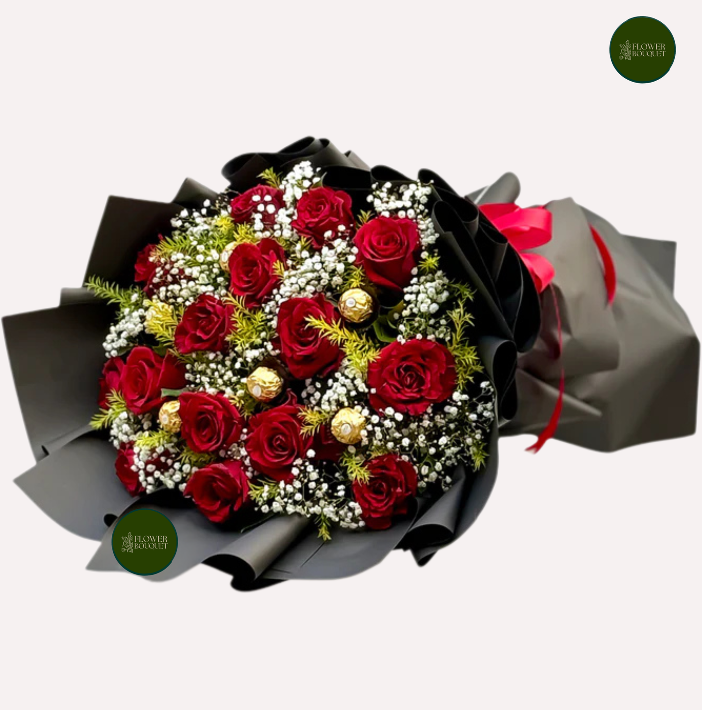 premium red rose and chocolate bouquet for anniversary and valentine gift