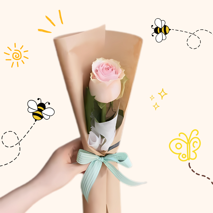 single pink rose bouquet