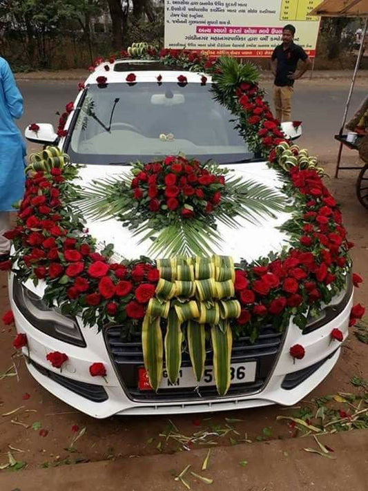 Car decoration with flowers