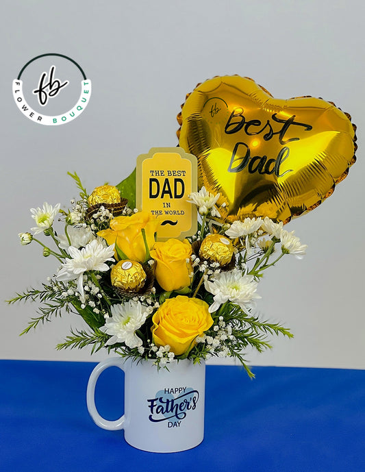 father day gift mug with roses