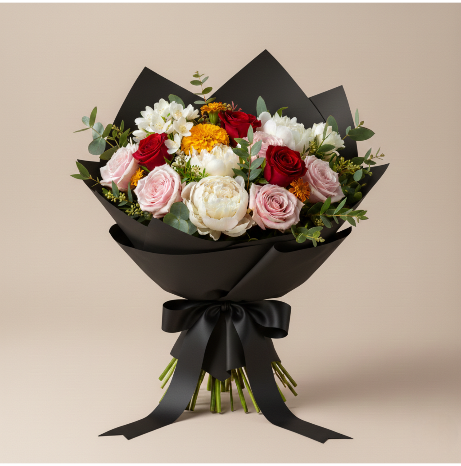 best flower bouquet with vase in red pink and white color