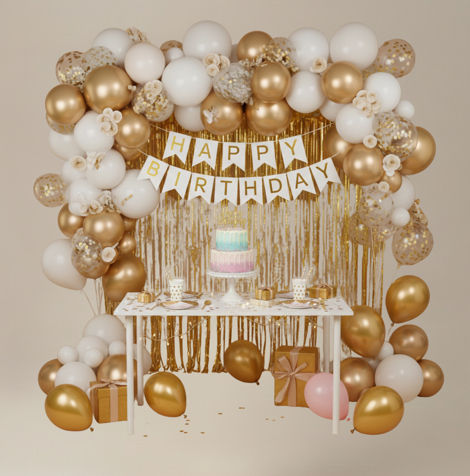 birthday decor for her and him in red ballons