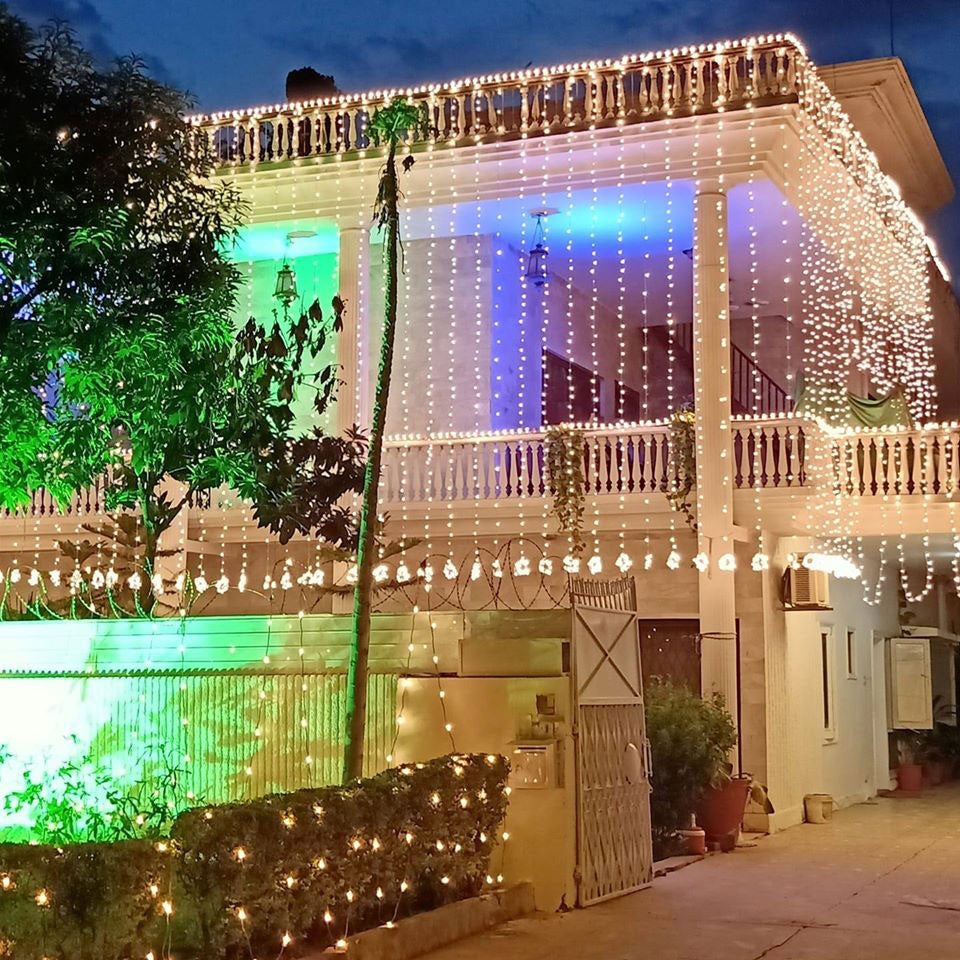 Custom lighting setup for celebration in a beautifully decorated .