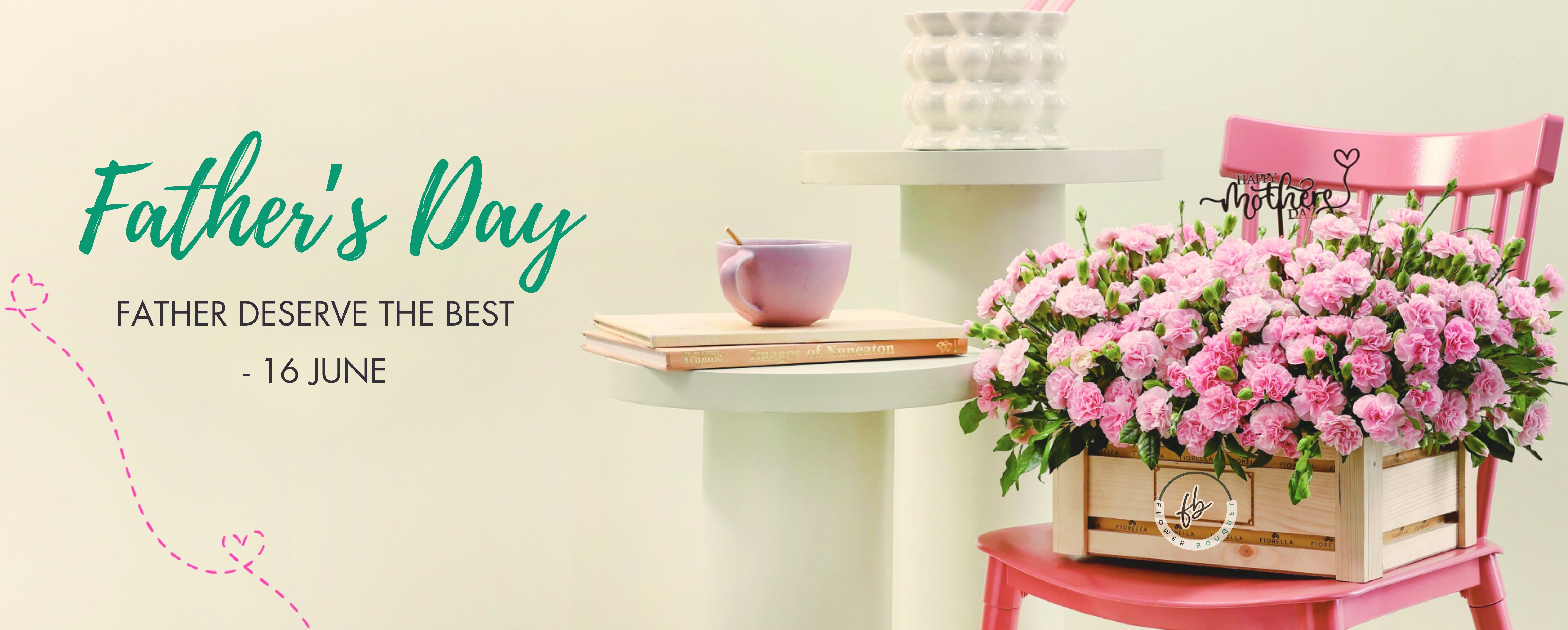 father day banner with flowers and gifts in lahore by flower bouquet