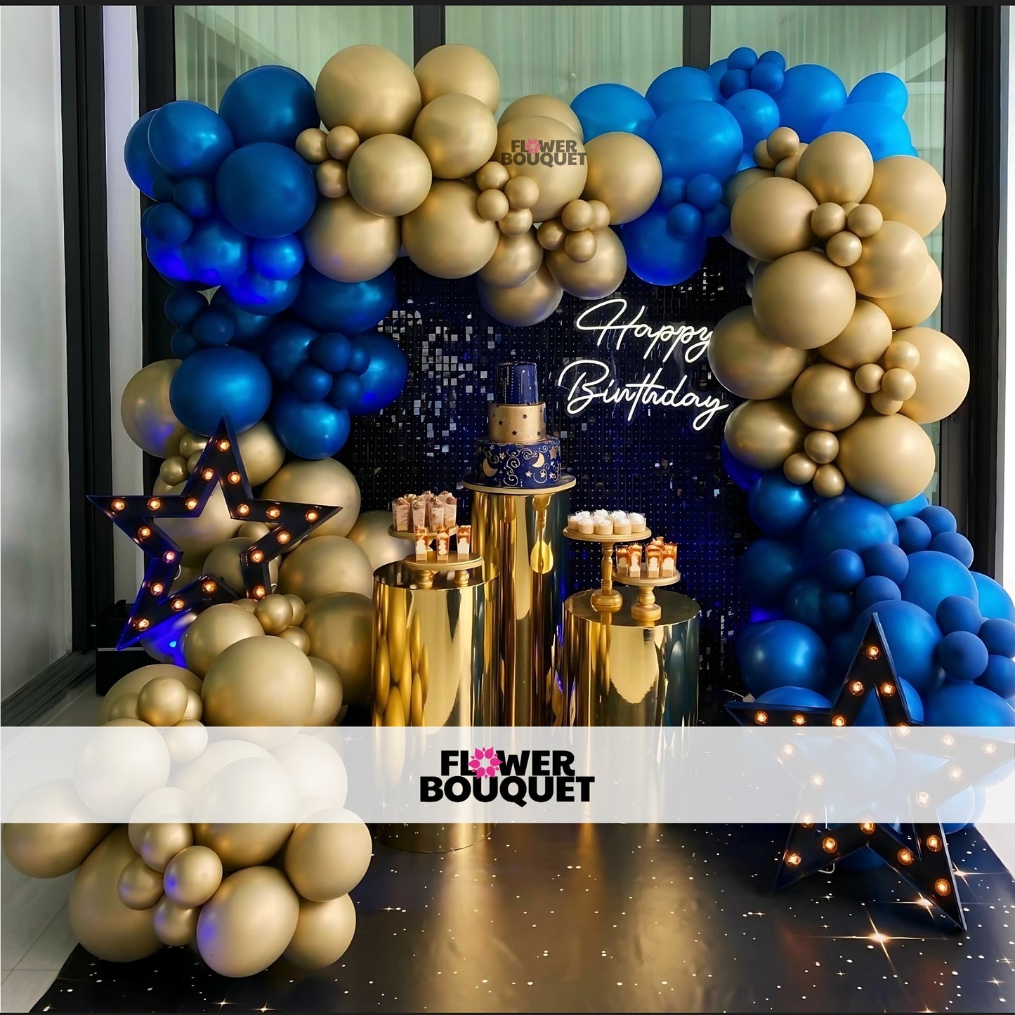 Blue and Gold Birthday Celebration Setup