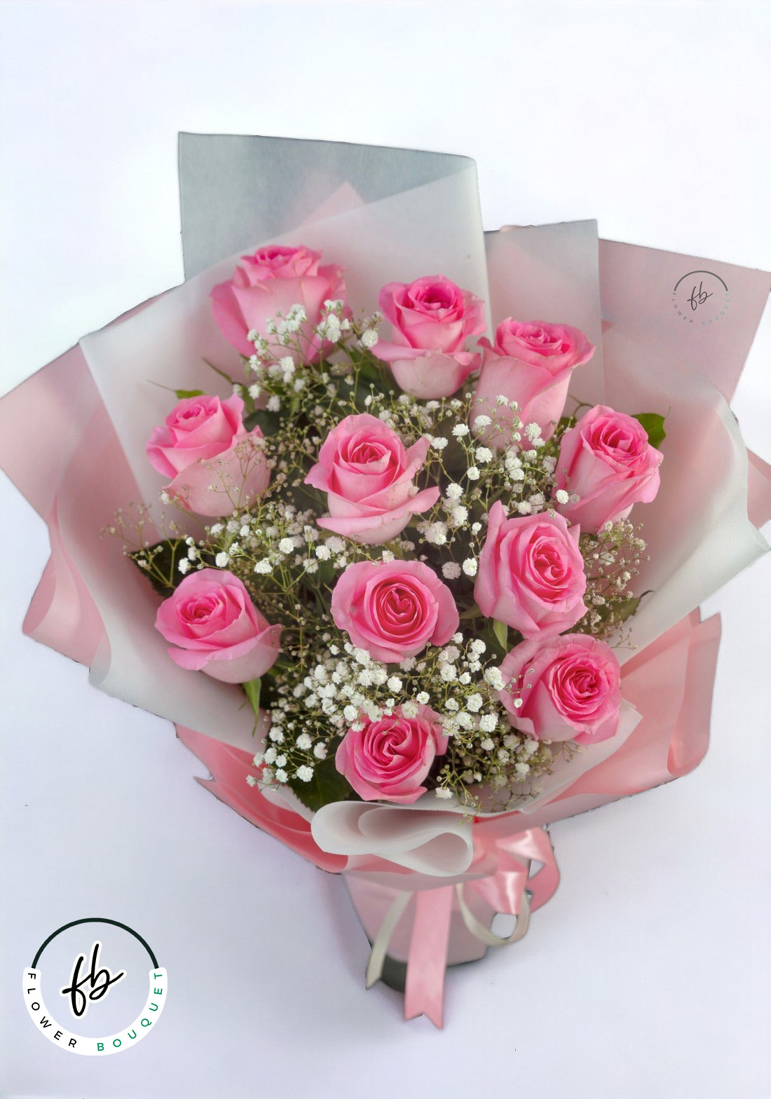 pick bouquet with pink flowers by flower bouquet including baby breaths