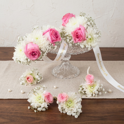 Pink Rose Floral Set