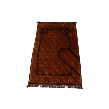 Brown velvet foam couple janamaz – premium padded prayer mat Pakistan, orthopedic prayer rug Lahore