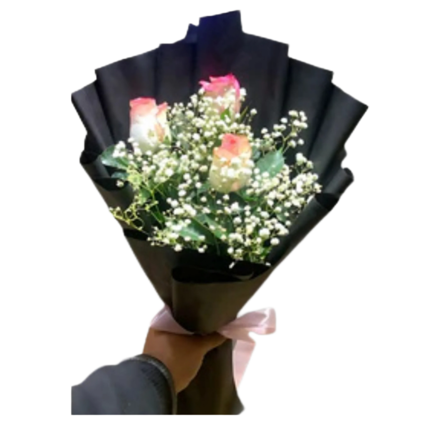 Elegant Black Wrapped Rose Bouquet