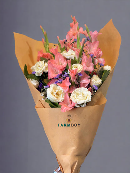 fresh white and pink flowers bouquet by farmboy flower