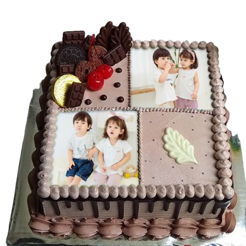 Frame Cake Memory Frame Cake – Custom Multi-Photo Chocolate Cakes – Flower Bouquet
