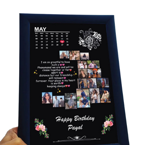 Personalized birthday collage photo calendar frame – custom gift with pictures and date design
