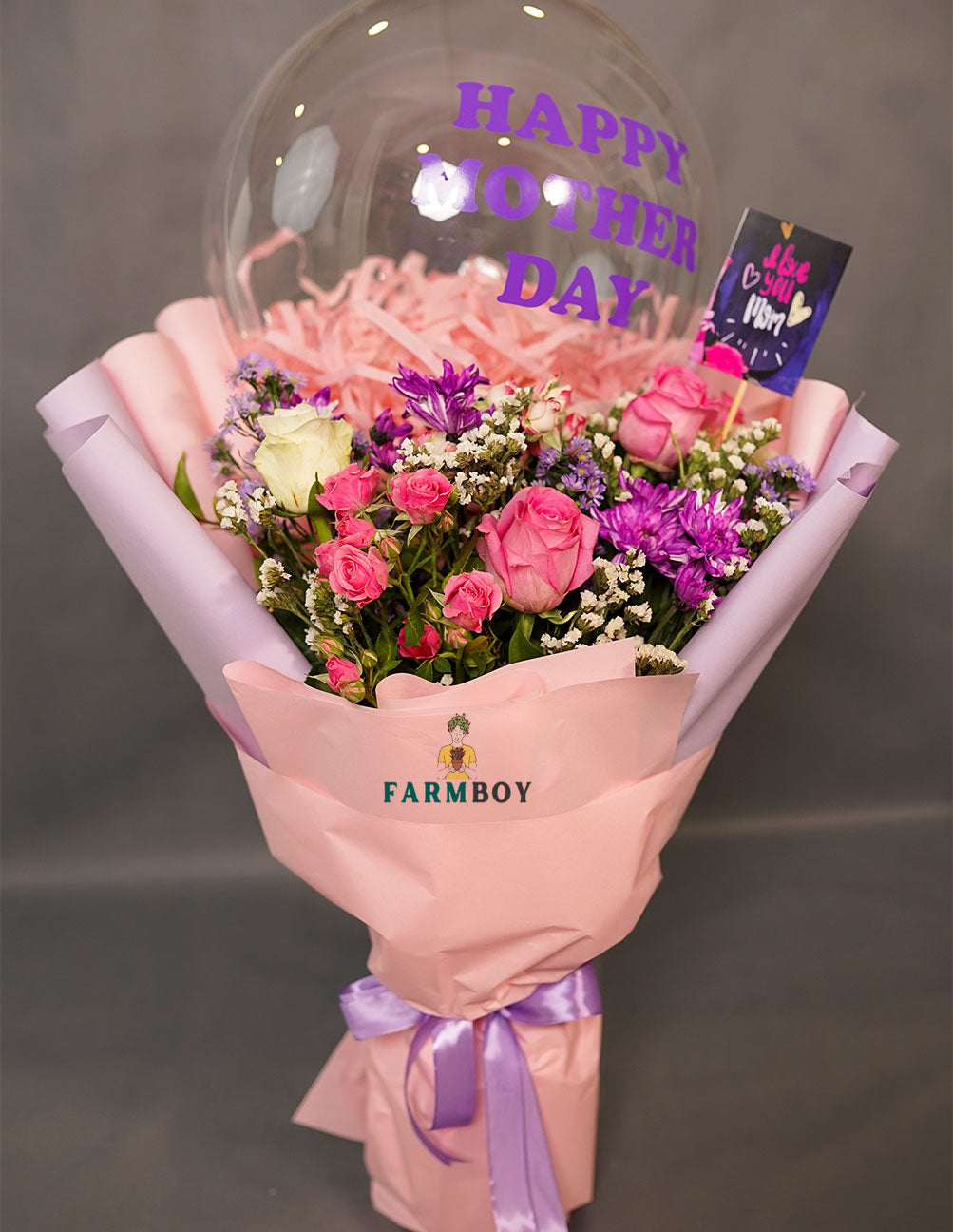 Mom’s Love flower pink Bouquet , with pink roses by farmboy flower