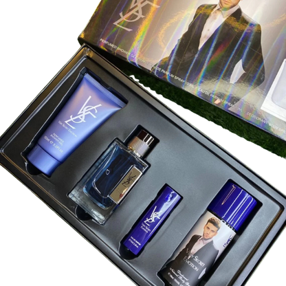 Signature men’s fragrance gift set with shower gel, perfume, pocket perfume, and body spray