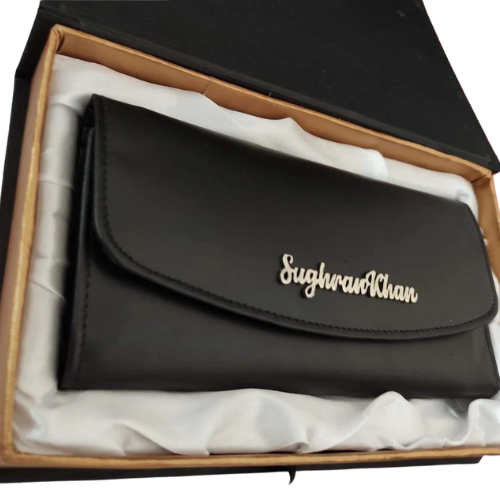 Slim black ladies wallet in gift box – elegant women’s accessory perfect for gifting