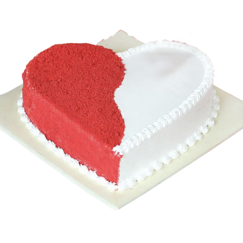 United Hearts Cake with half red and half white heart design