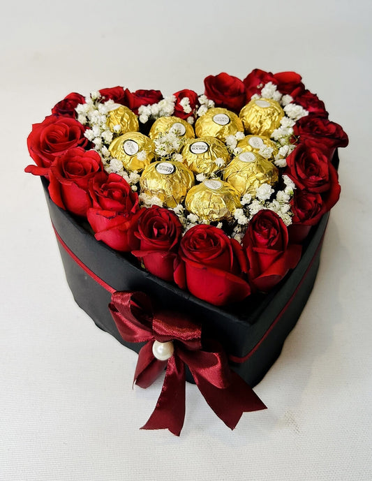 Heart Flowers & Choco Box