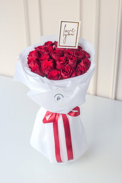 custom order flower bouquets red  roses white color wrap