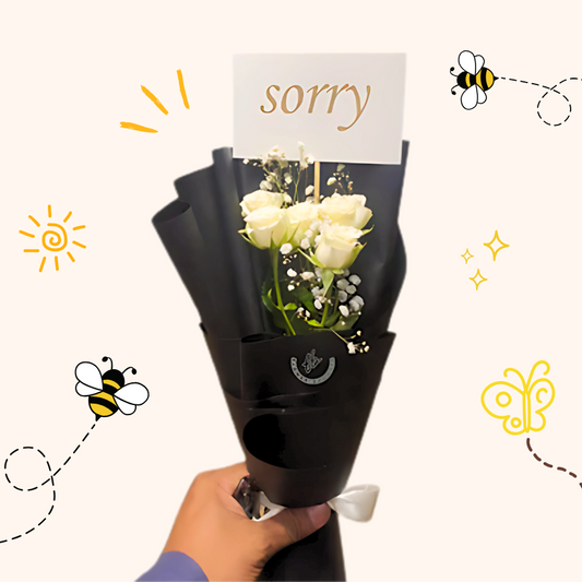 sorry Rose Bouquet with black wrapped